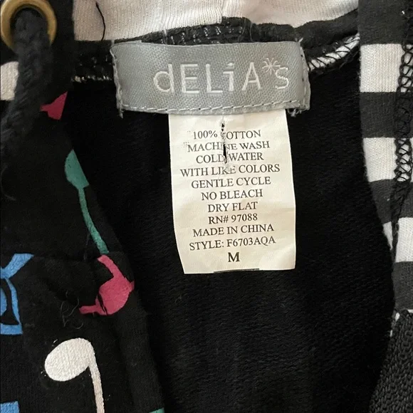 Vintage Delia’s Zip Up Hoodie With Musical Note Design, Size M - Picture 5 of 9